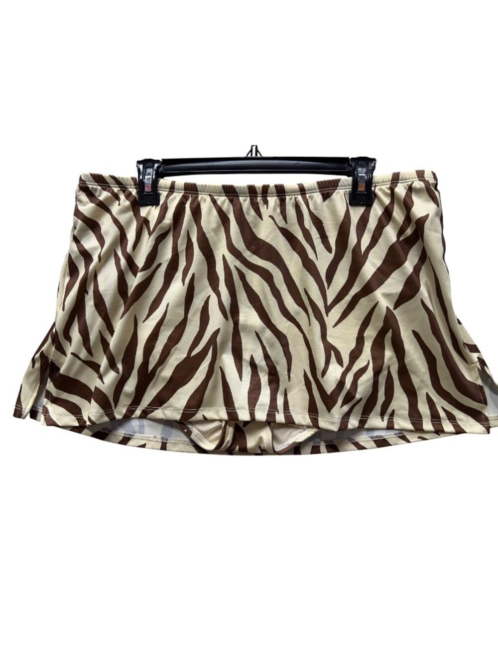 Swim By Cacique Size 10 Zebra Print Swim Skirt Attached Briefs Brown & Beige